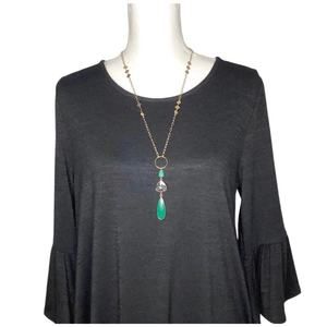 Panacea Gold Plated Y Drop Necklace Green And Clear Stone Necklace NWT